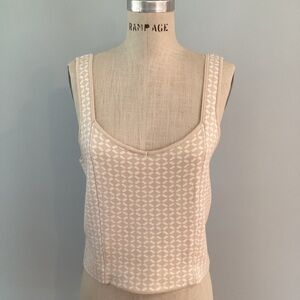 Abercrombie & Fitch Cream & Tan Fitted Crop Knit Tank Top Size XLarge